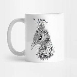 artistically decorated peacock with flowers and crown Mug